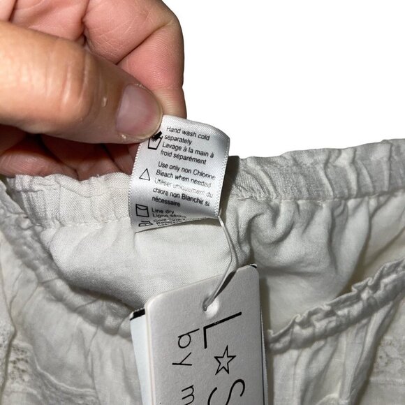 L*Space Women Abby Mini Dress Size Large White Off The Shoulder Ruffle Neck New - Picture 8 of 13